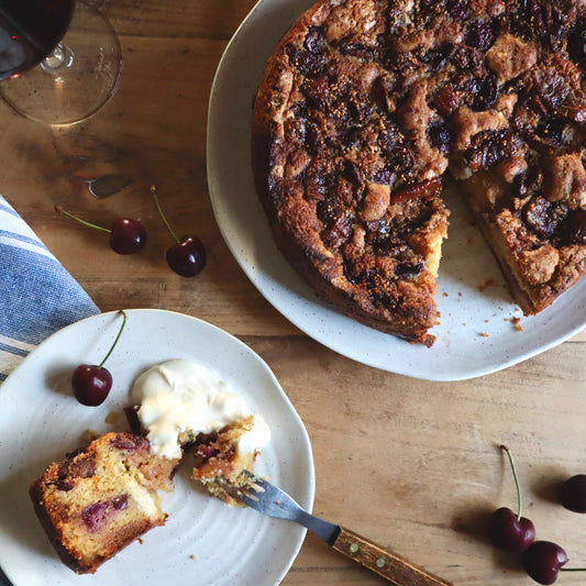 Fresh Cherry and Brandied Fig Cake